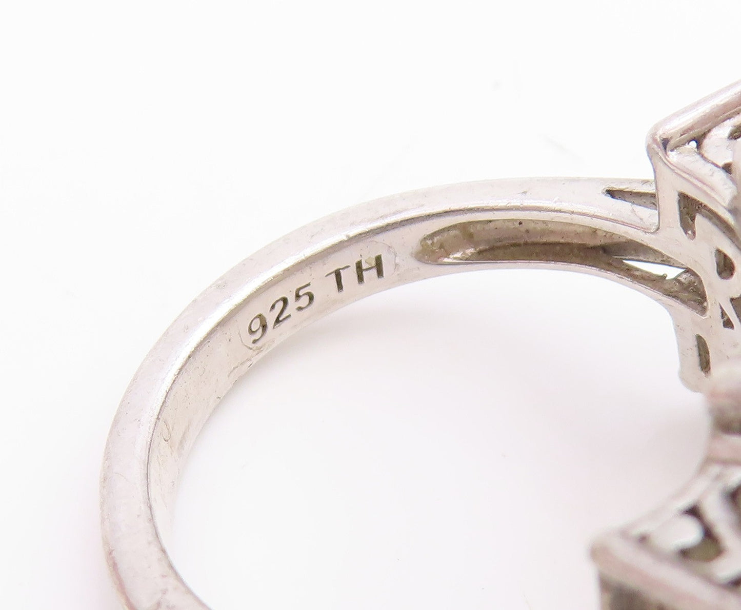 925 Sterling Silver Vintage Ring Real Quartz Large Statement Band  Sz 7  RG34827