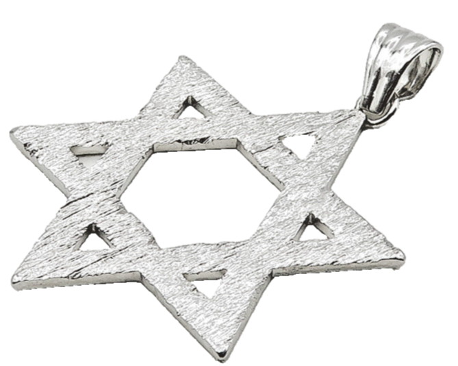 925 Sterling Silver  Vintage Shiny Open Star Of David Drop Pendant  PT13389