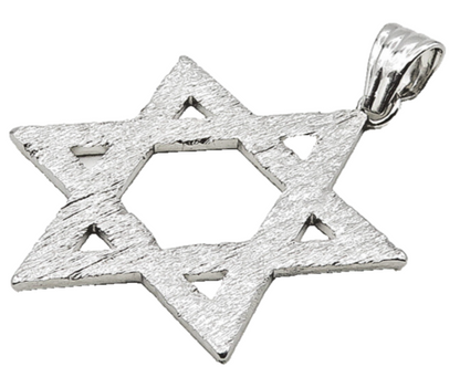 925 Sterling Silver  Vintage Shiny Open Star Of David Drop Pendant  PT13389