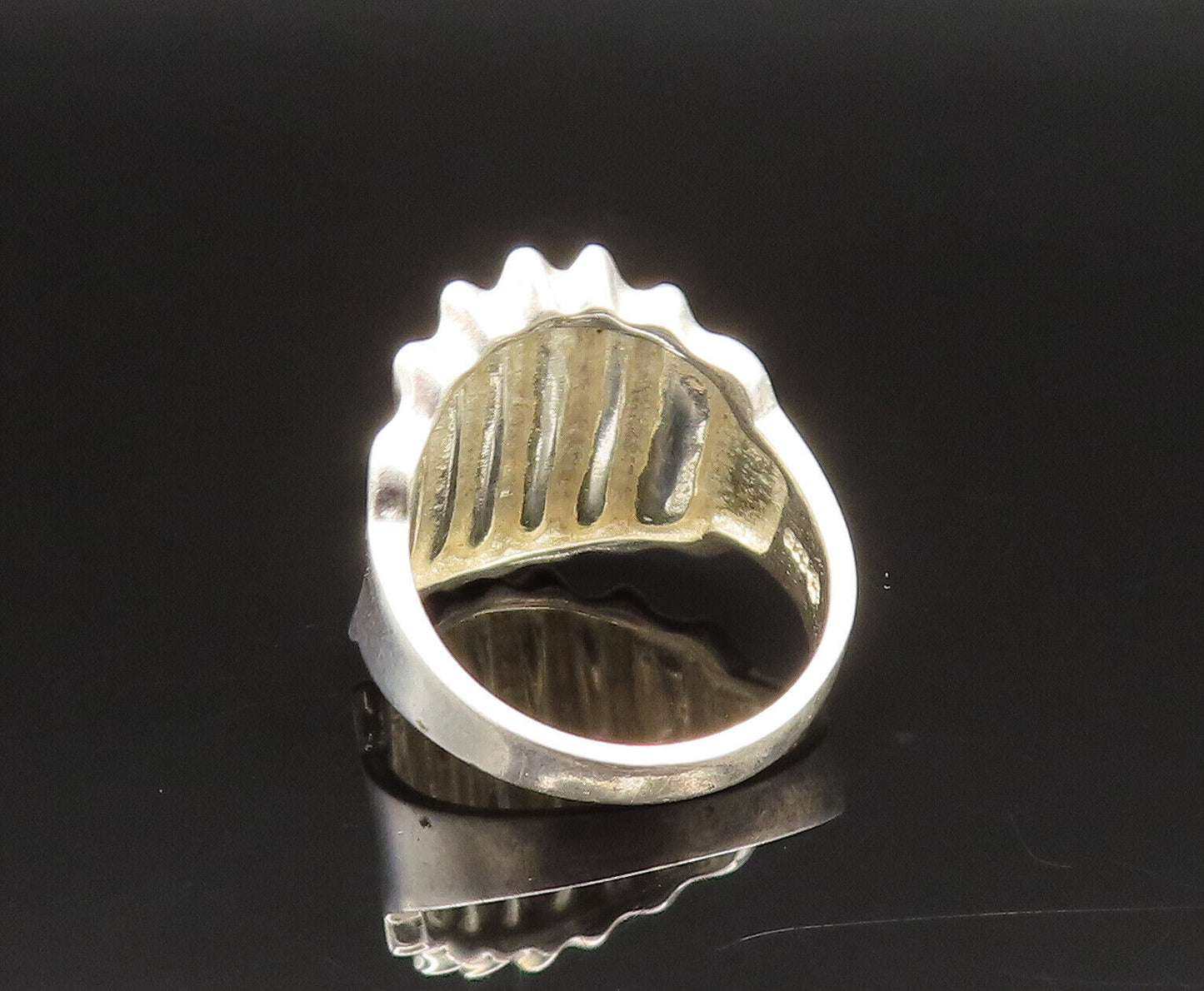 925 Sterling Silver  Vintage Concave Graduated Fluted Ring Sz 7.5  RG25618
