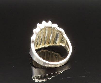 925 Sterling Silver  Vintage Concave Graduated Fluted Ring Sz 7.5  RG25618