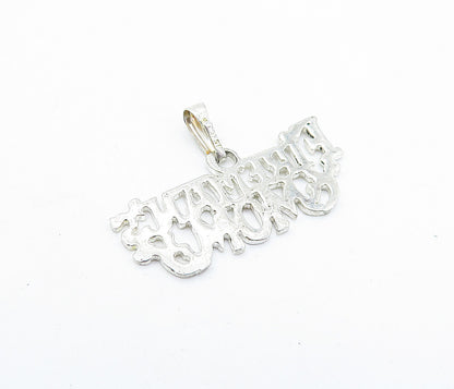 925 Sterling Silver  Smooth Polished Fireman's Mom Drop Pendant  PT4695