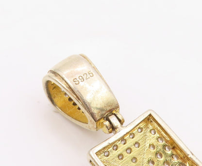925 Sterling Silver  Vintage Cubic Zirconia Religious Cross Pendant  PT18899
