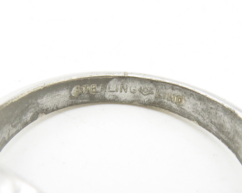 LIND 925 Sterling Silver  Vintage Cubic Zirconia Large Band Ring Sz 11 RG11672