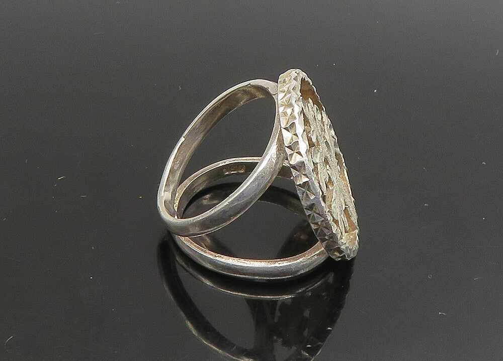 925 Sterling Silver  Vintage Shiny Diamond Cut Tree Band Ring Sz 7.5  RG23409
