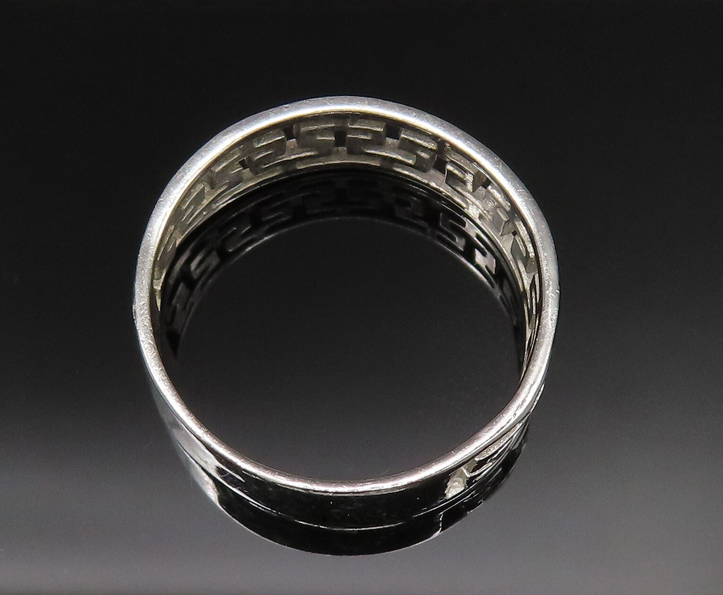925 Sterling Silver  Vintage Open Maze Cutout Band Ring Sz 9.5  RG25375