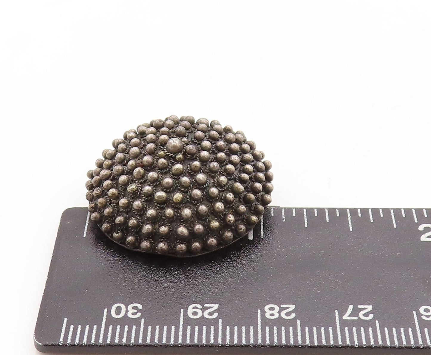 925 Sterling Silver Vintage Brooch Pin ISRAEL Dark Tone Bead Carved  BP11299