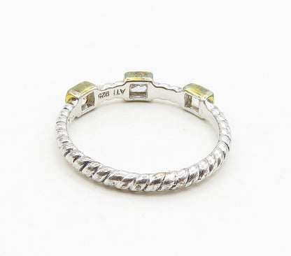925 Sterling Silver  Cubic Zirconia Two Tone Twist Band Ring Sz 8.5  RG15677