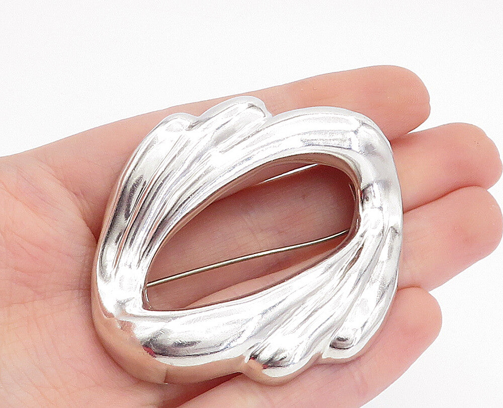 MEXICO 925 Sterling Silver  Vintage Shiny Fluted Design Brooch Pin  BP1660