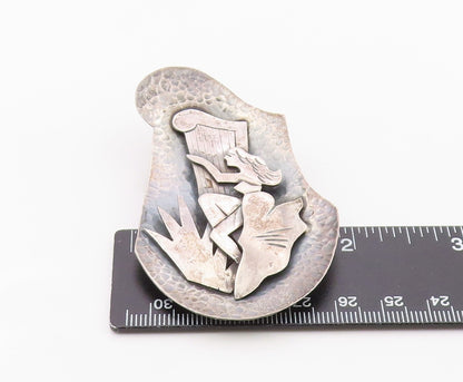 925 Sterling Silver Vintage Brooch Pin BEZALEL ISRAEL Figural Folk Art  BP12560