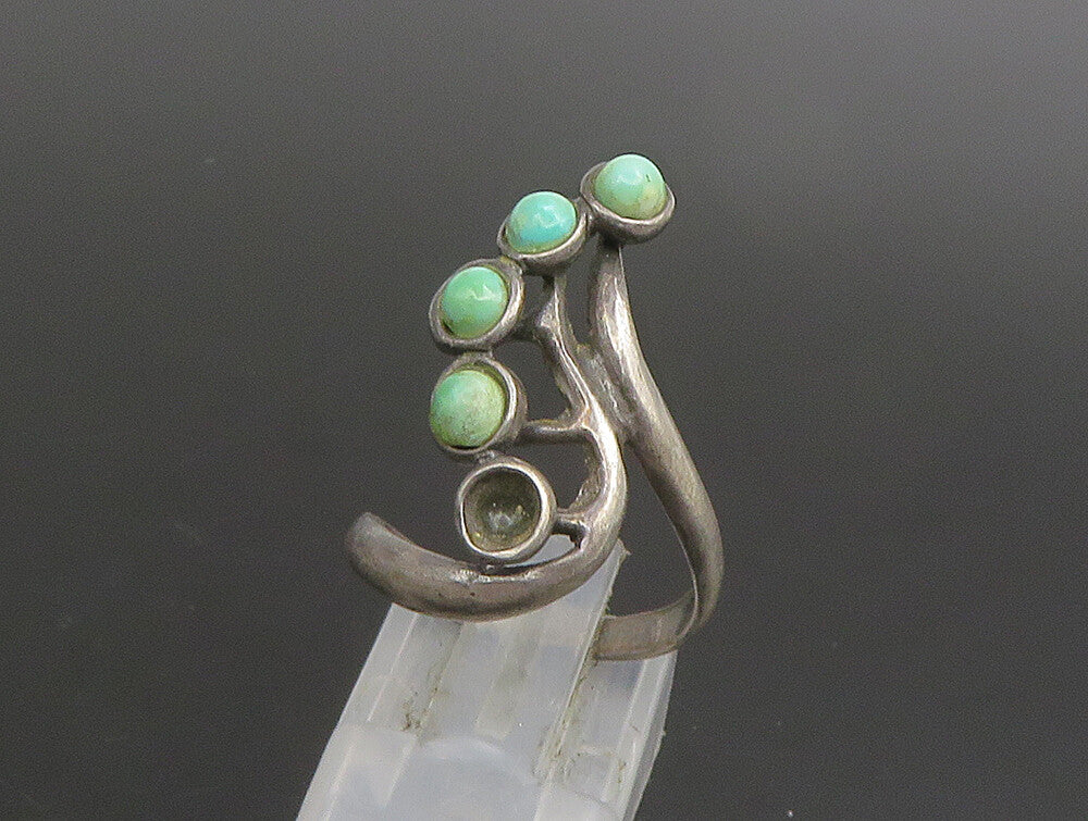 ISRAEL 925 Sterling Silver  Vintage Branch Swirl Turquoise Ring Sz 6  RG24815