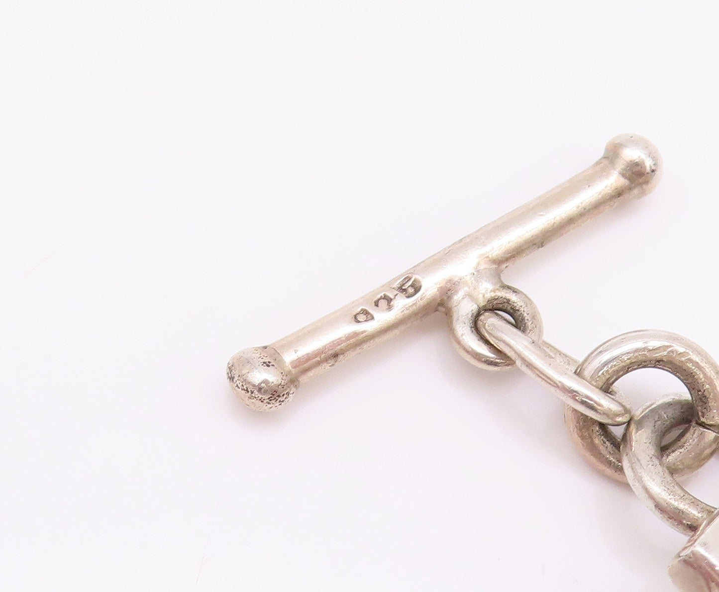 925 Sterling Silver Vintage Bracelet Large Open Square Toggle Lock  BT11275