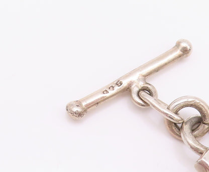 925 Sterling Silver Vintage Bracelet Large Open Square Toggle Lock  BT11275