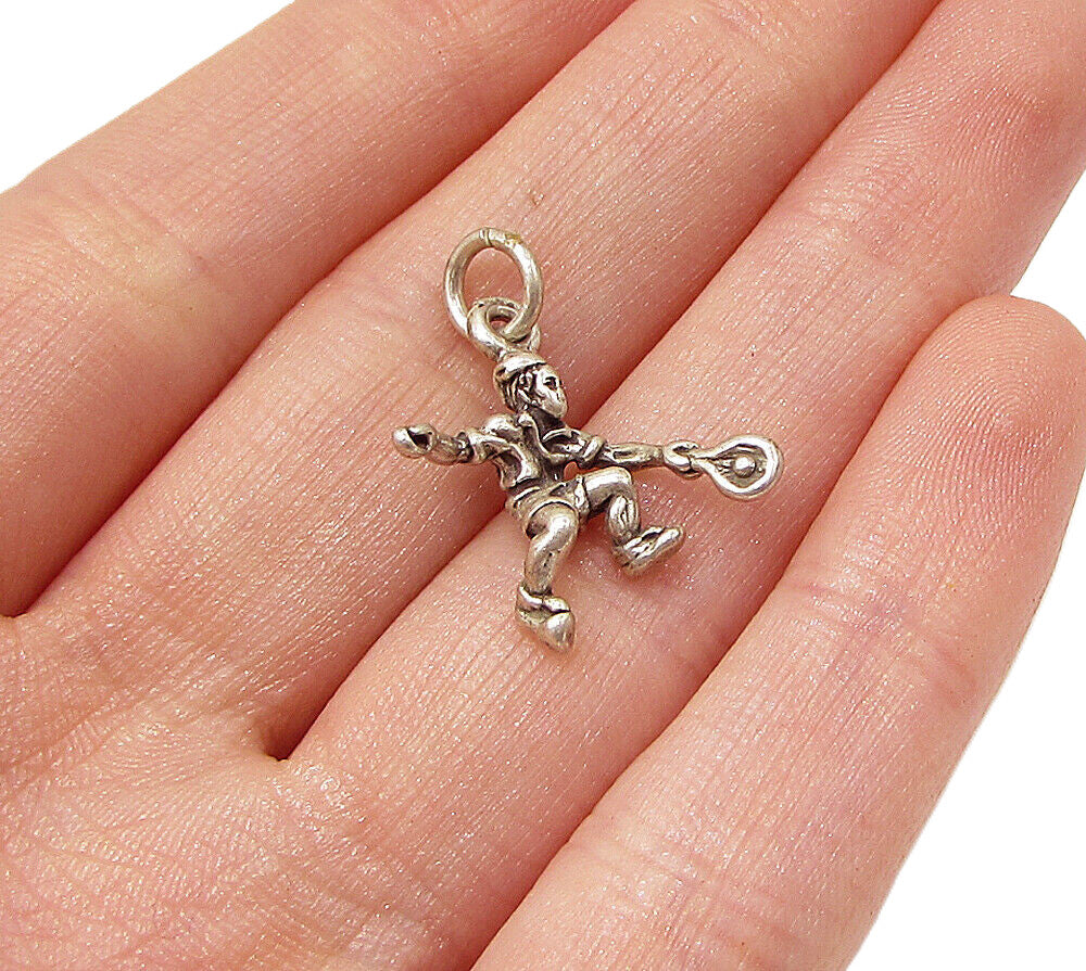 925 Sterling Silver  Vintage Tennis Player Charm Pendant  PT1912