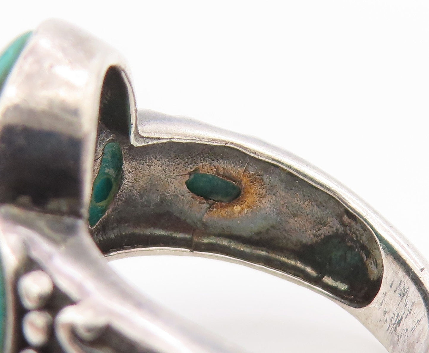 925 Sterling Silver Vintage Ring Classic Cabochon Turquoise Band  Sz 7  RG34522