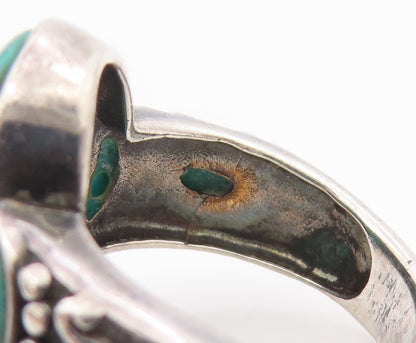 925 Sterling Silver Vintage Ring Classic Cabochon Turquoise Band  Sz 7  RG34522