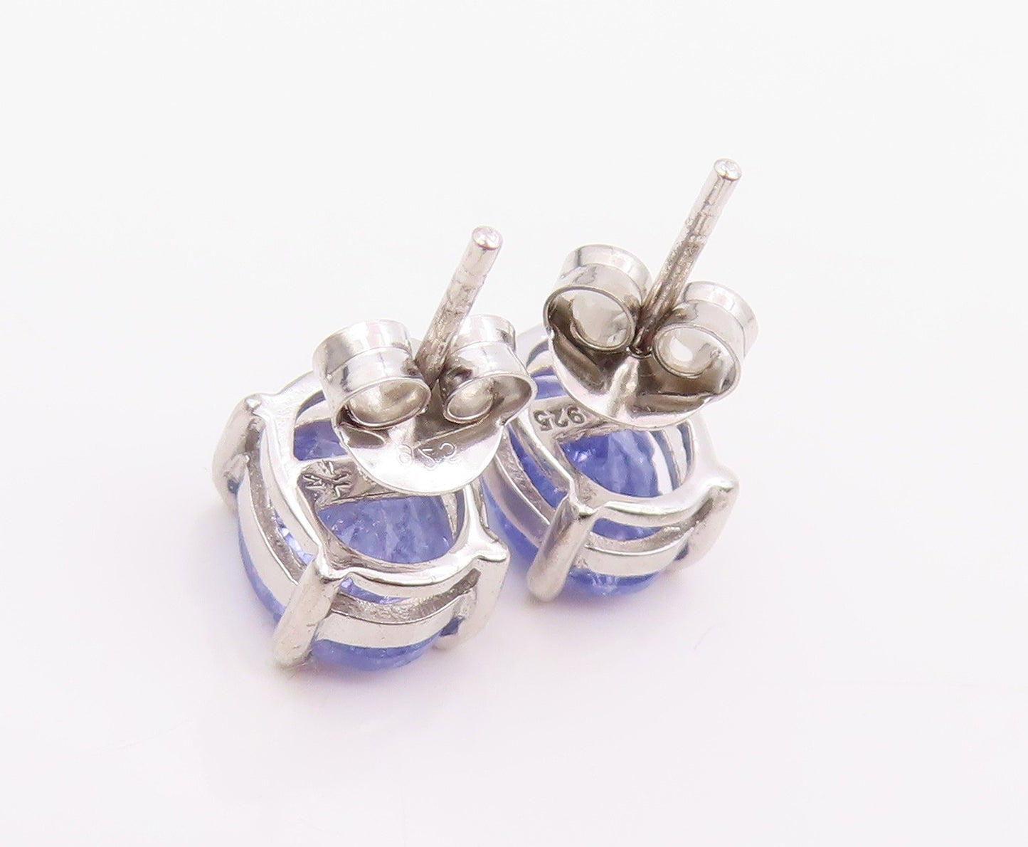 925 Sterling Silver Vintage Earrings Minimalist Oval Cut Tanzanite Stud  EG14210