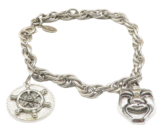 DANECRAFT 925 Sterling Silver Vintage Assorted Charm Chain Bracelet BT3871