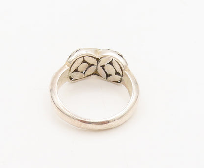 925 Silver Vintage Designer Floral Carved Cross Band Ring Sz 8.25  RG26877