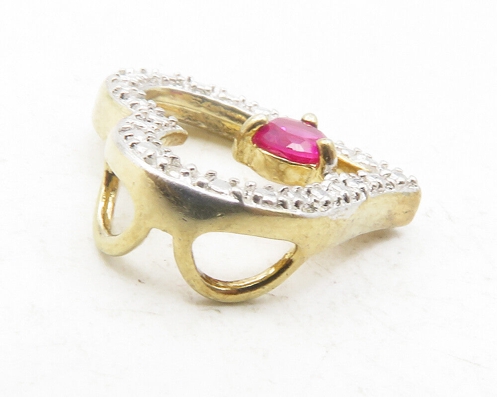 ROSS SIMON 925 Silver  Genuine Diamond & Pink Topaz Love Heart Pendant  PT9615