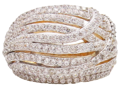 925 Sterling Silver Vintage Ring Gold Plated Designer CZ Inlay Band Sz 7 RG30541