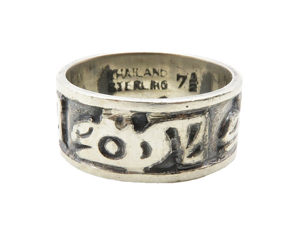 925 Sterling Silver  Vintage Etched Pattern Oxidized Band Ring Sz 7.5  RG13810