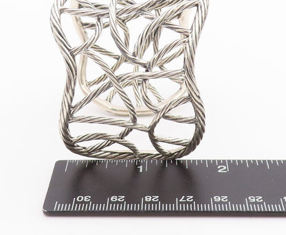 925 Sterling Silver Vintage Bracelet Cutout Twisted Ropes Woven Cuff  BT11358
