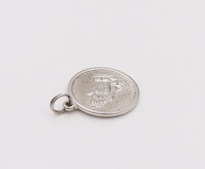 DANECRAFT 925 Silver  Vintage Praying hand Elevated Border Pendant  PT22070