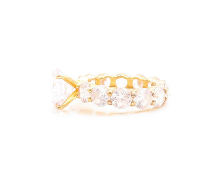 925 Sterling Silver Vintage Ring Gold Plated Round Cut CZ Inlay  Sz 7  RG31458
