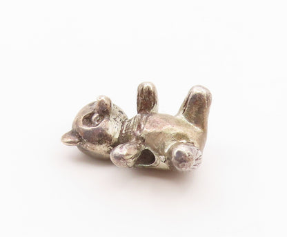 925 Sterling Silver  Vintage Dark Tone Teddy Bear Motif Pendant  PT17431