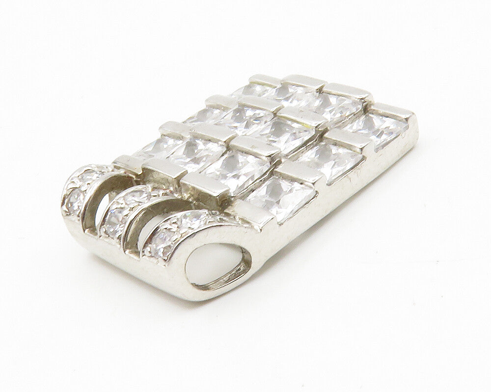 ROSS SIMON 925 Silver  Sparkling Cubic Zirconia Grid Slide Pendant  PT10995