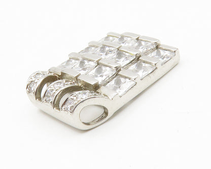 ROSS SIMON 925 Silver  Sparkling Cubic Zirconia Grid Slide Pendant  PT10995
