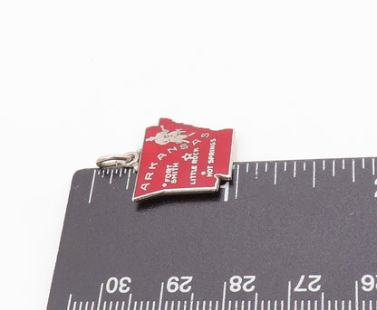 925 Sterling Silver Vintage Pendant Enameled Arkansas State Map Charm  PT24874