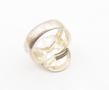 925 Sterling Silver Vintage Ring Large Oval Hammered Effect  Sz 7.5  RG31343