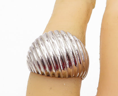 UNCAS 925 Silver  Vintage Shiny Fluted Dome Design Band Ring Sz 6  RG7501
