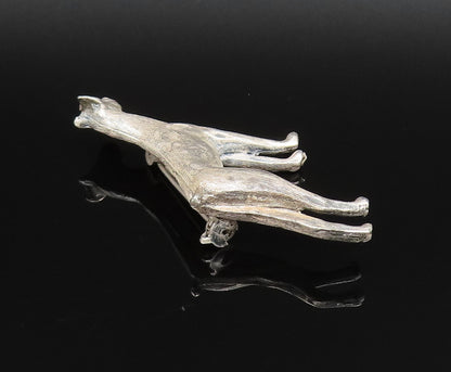 925 Sterling Silver  Vintage Carved Etched Dog Motif Brooch Pin  BP9837