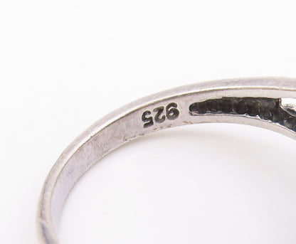 925 Sterling Silver Vintage Ring Antique Dark Tone Cutout Abalone  Sz 8  RG31780