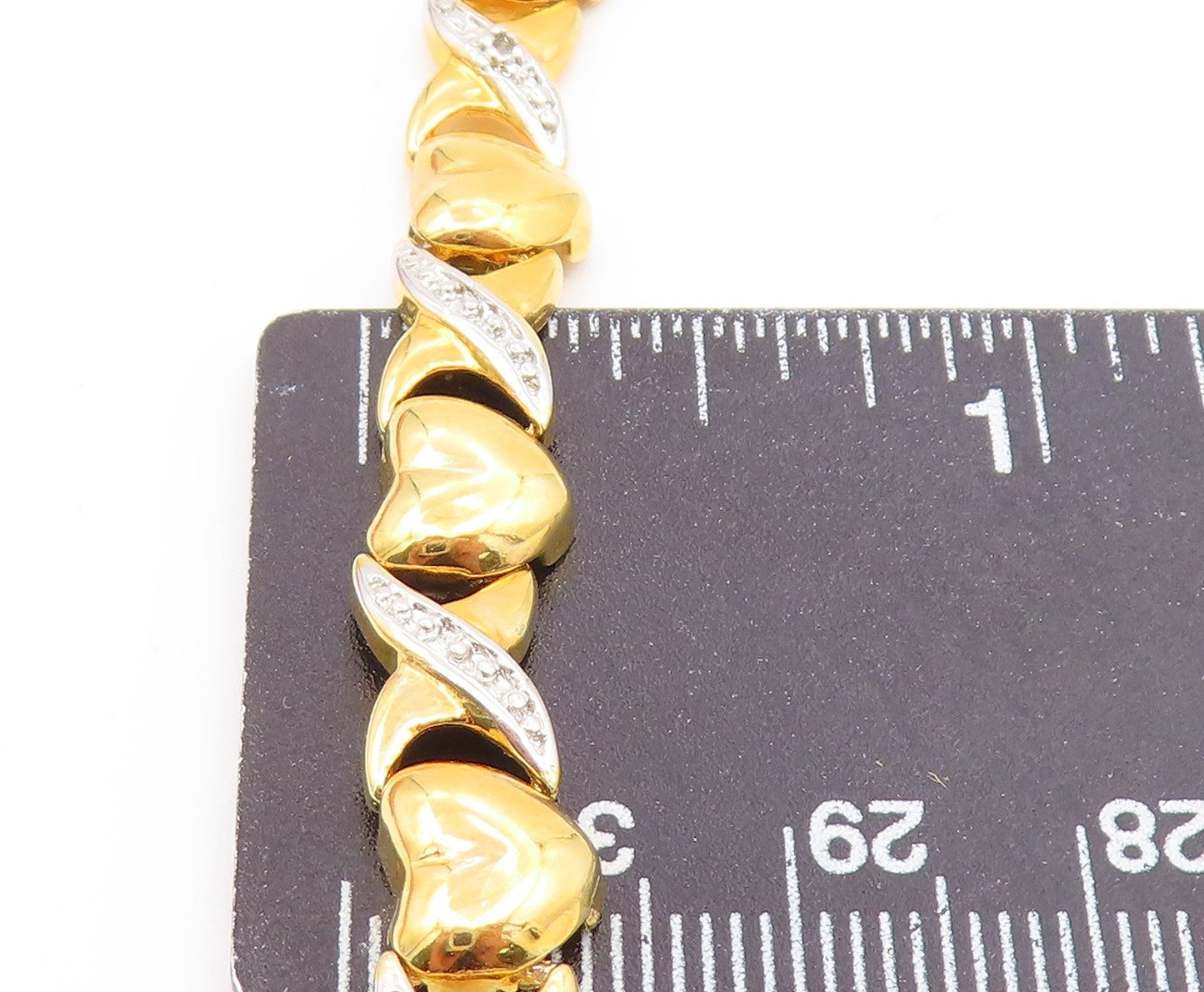 925 Sterling Silver  Genuine Diamonds Love Heart XO Chain Bracelet  BT7548