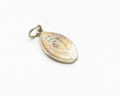 925 Sterling Silver  Vintage Petite Fish Motif Pointed Oval Pendant  PT7489