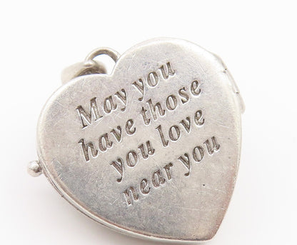 925 Sterling Silver Vintage Pendant Emerald Openwork Love Heart OPENS  PT26647