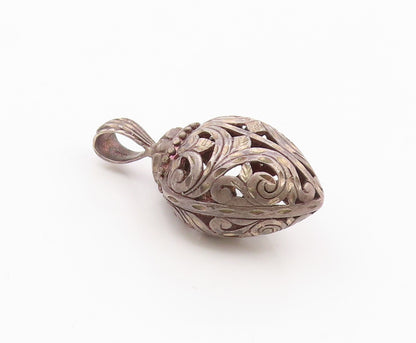 925 Sterling Silver  Vintage Open Love Heart Vine Swirl Pendant  PT20086
