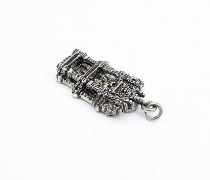 925 Sterling Silver Vintage Petite Oxidized Sculpted Drop Pendant PT2847
