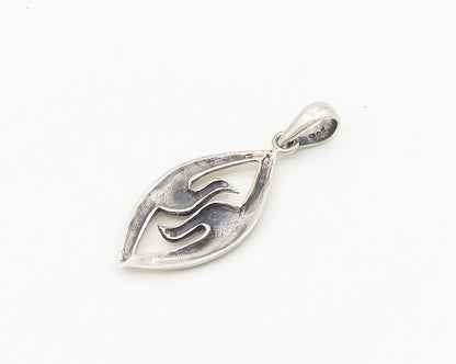 925 Sterling Silver  Vintage Shiny Birds Head Motif Oval Pendant  PT14835