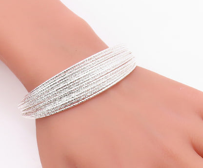 925 Sterling Silver Vintage Bracelet Minimalist Multi Strand Open Cuff  BT12135