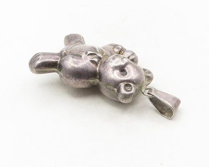 925 Sterling Silver  Vintage Dark Tone Hollow Teddy Bear Motif Pendant  PT7811