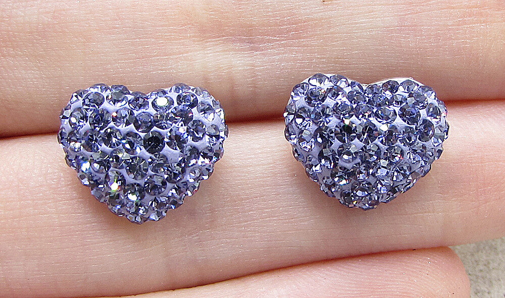 925 Sterling Silver  Round Cut Amethyst Love Heart Stud Earrings  EG1011
