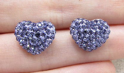 925 Sterling Silver  Round Cut Amethyst Love Heart Stud Earrings  EG1011