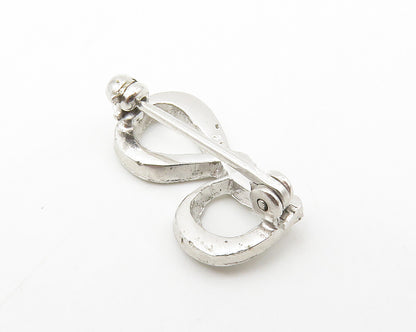 925 Sterling Silver  Vintage Lowercase G Initial Sparkling Brooch Pin  BP5368