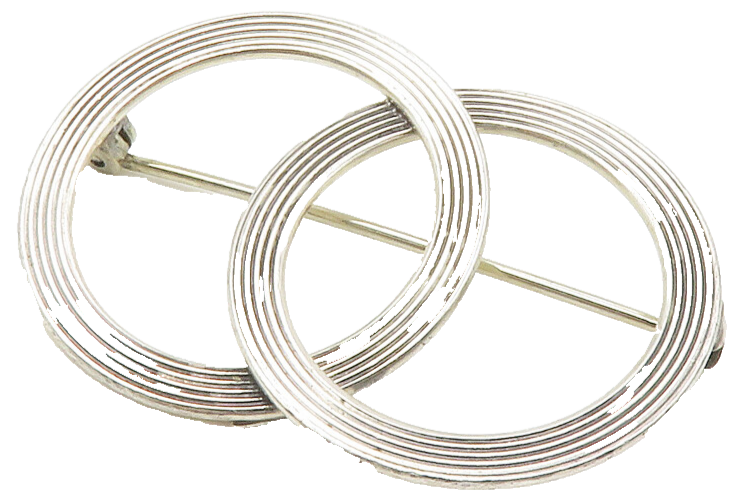BEAU 925 Sterling Silver  Vintage Open Circles Interlocked Brooch Pin  BP5413