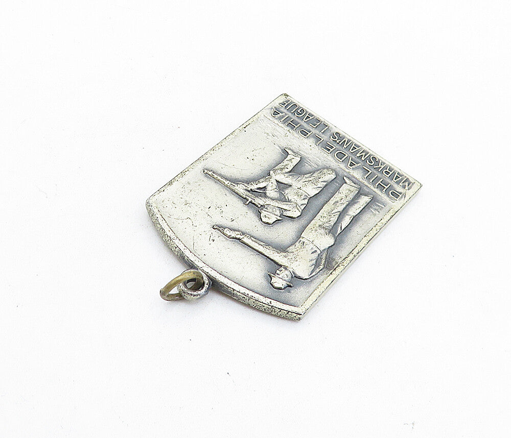 925 Sterling Silver  Vintage Antique Marksman's League 1939 Pendant  PT4418